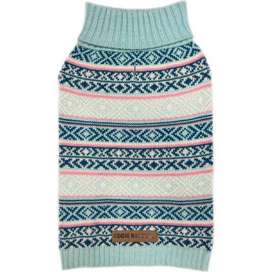 Eddie Bauer Fair Isle Aqua & Pink Sweater