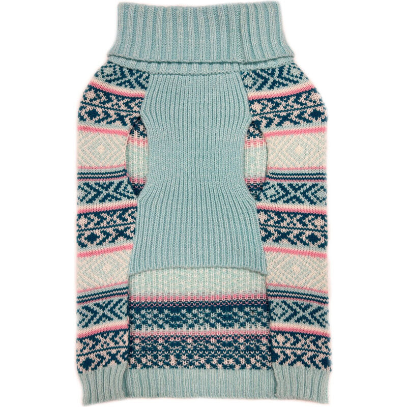 Eddie Bauer Fair Isle Aqua & Pink Sweater