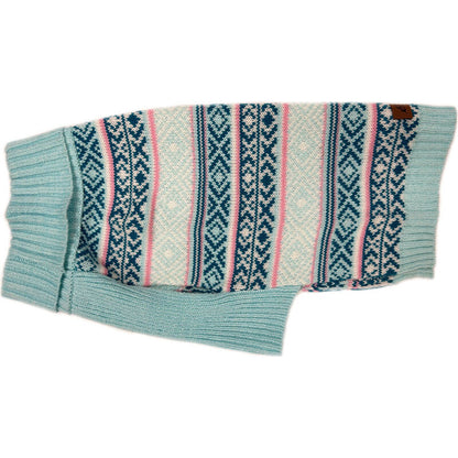 Eddie Bauer Fair Isle Aqua & Pink Sweater
