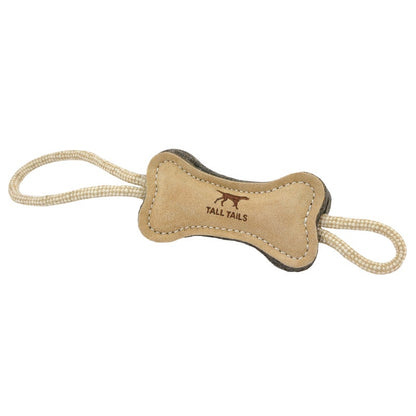 Natural Leather and Wool Bone Tug Toy (16 inch)